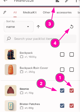 Mark items and view progress