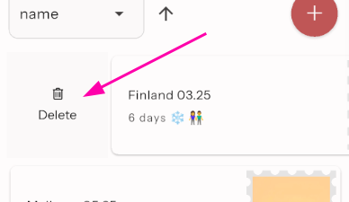 delete icon after swipe